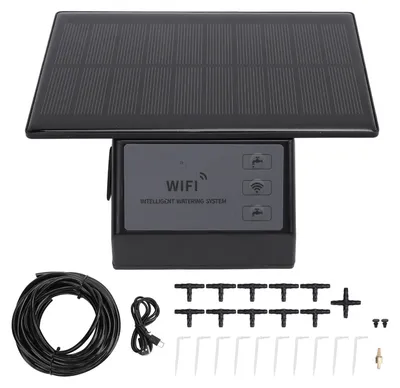 Tropfbewässerungsset, Solar + Akku, WiFi, 10 m Schlauch