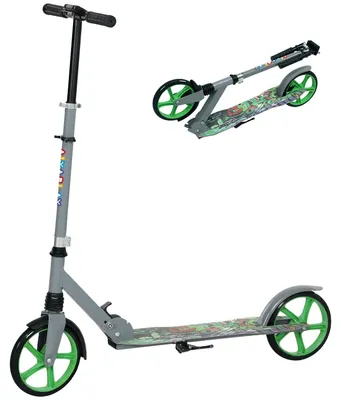 Image de Trottinette enfant pliable avec hauteur de guidon réglable, 2 grandes roues, frein de protection arrière, trottinette pour enfants de 6 à 12 ans Vert Aosom