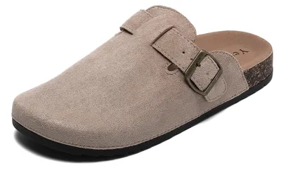 Productafbeelding van Klompen voor dames en heren, leren slippers met voetbed, gesloten pantoffels
