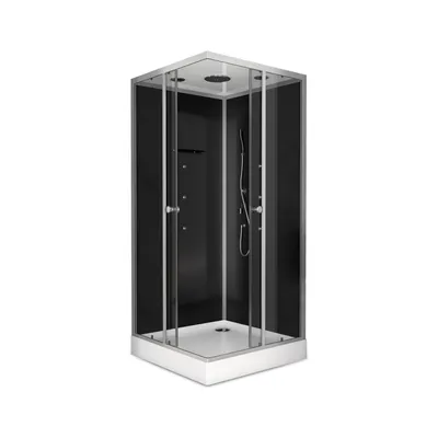 Obrázek produktu pro Kompletní sprchový kout MARWELL Kompletní sprchový kout Black Square 90 x 90 x 215 cm - Rohový sprchový kout s přístupem do rohu - Sprchový kout s vysoce kvalitními hliníkovými profily - Výška přístupu 15 cm