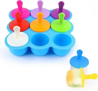 Image de Moules à glaçons en silicone à 9 cavités, bleus, pour glaces à l'eau, sans BPA, de qualité alimentaire, réutilisables