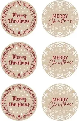 Immagine prodotto di Adesivi per regali e biglietti di Natale "Merry Christmas", diametro 6 cm, 10 x 6 pezzi.