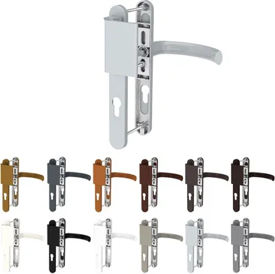 Produktbild von Premium Drückergarnitur Jupiter DHS 92mm - Oval - Griff-Stoßgriff, Farbe:Weiß RAL 9016, Schildbreite:36mm