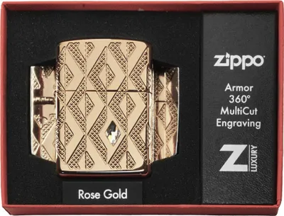 Zdjęcie produktu dla Zapalniczka Zippo Geometric Diamond Pattern z 8-stronnym grawerem i kryszta?em w pude?ku