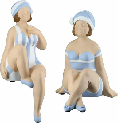 Immagine prodotto di Gilde Figur Badenixe Becky Sitzend, 2er Set, Dekofigur, Dekoration, Dekoobjekt, Kunstharz, 62906