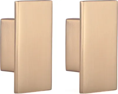 Produktbild von Natural Goods Berlin Möbelgriffe RECHTECK, 16mm Lochabstand, Schrankknöpfe passend für 15-22mm Türstärken, Griffe für Küchenschränke, Kommoden, Sideboard etc., Gold (gebürstet), 2 Stück