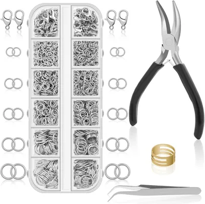 Imagen del producto de Federes de metal, 1200 unidades, que incluyen un alicate, para la fabricación de joyería
