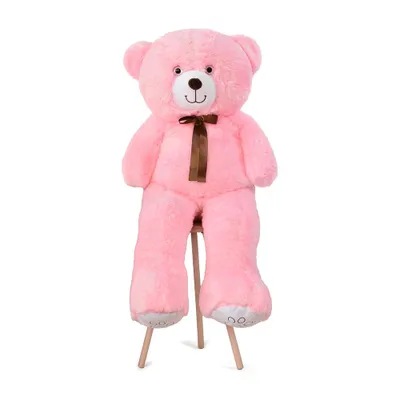 Produktbild von XLL Gold Teddybär mit Schleife 120 cm– Premium Plüschbär in Mehreren Farben – Edles Kuscheltier als Geschenk für Valentinstag, Geburtstag & besondere