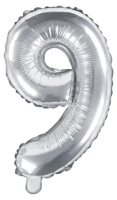 Immagine prodotto di Palloncino in foil numerico SILVER 35 cm - 9 ( NON RIEMPIBILE CON ELIO )