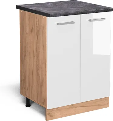 Produktbild von Küchenunterschrank Vicco R-Line Weiß Hochglanz 60 cm , AP Anthrazit, Model 46998