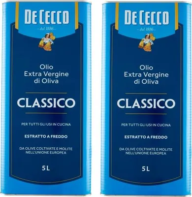 Produktbild von 2er-Pack De Cecco Classico Olio Extra Vergine di Oliva,Natives Olivenöl Extra,Ideal für alle Anwendungen in der Küche,5Lt Dose