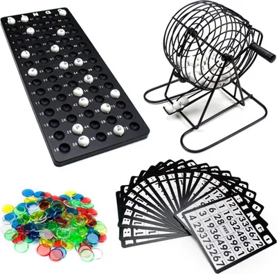 Obrázek produktu pro sada pro hru bingo s klecí na bingo, míčky, kartami a žetony