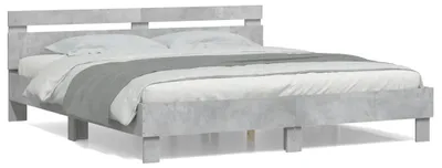 Produktbild von vidaXL Bettgestell mit Kopfteil Betongrau 180x200 cm Holzwerkstoff