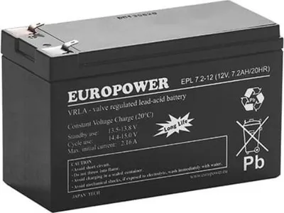 Immagine prodotto di AGM battery EUROPOWER EPL series 12V 7.2Ah T1