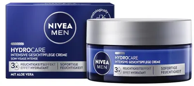 Obrázok produktu pre NIVEA MEN Hydrocare Intensive, Denný krém, Muži, Univerzálna pleť, Tvár, Hydratačný, Výživný, Vyhladenie, Upokojujúci, All ages