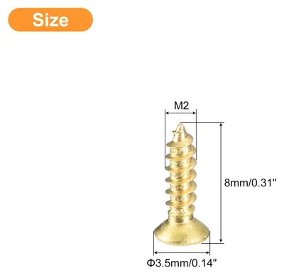 Produktbild von 120 Stš¹ck Holzschrauben M2¡Á8 mm Kreuzkopf Senkkopfschrauben Farbe Messing Selbstschneidende Schrauben mit Senkkopf Senkkopfschrauben fš¹r Bš¹roger?te Holzm?bel Holzarbeit DIY
