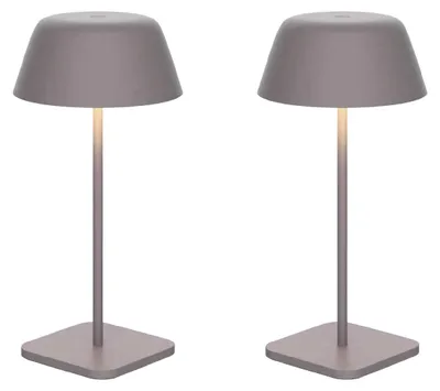 Produktbild von Luxus Europe - Tischlampe Paros - 2er-Set Taupe - Kabellose Tischlampe für Innen- und Außenbereich – Wiederaufladbar