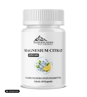 Produktbild von Bauernladen Nockberge | Magnesium Citrat | Hochdosiert | 360 mg Tagesdosis, KI-generiertes Bild