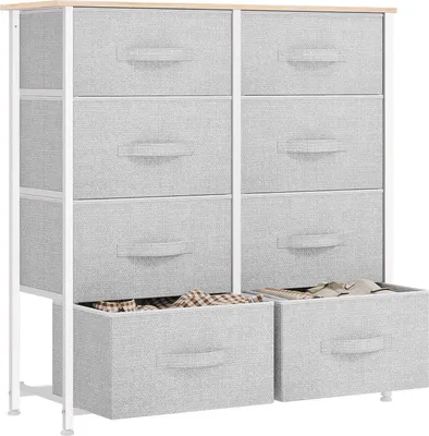 Produktbild von YITAHOME Kommode mit 8 Schubladen Stoff Schrank Moderner Stil Schlafzimmer Wohnzimmer Kinderzimmer Flur Hellgrau