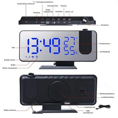 Obrázok produktu pre Digitálny budík s veľkým displejom – FM budík bez DAB Plus s dvojitou funkciou budenia
