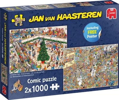 Produktbild von JUMBO 20033 Jan van Haasteren Einkaufen vor den Feiertagen 2x1000 Teile Puzzle