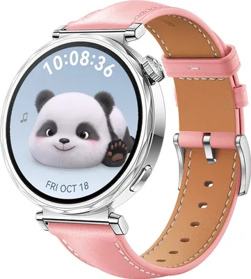 Image de Pour Huawei Watch GT 5 41 mm Bracelet de remplacement en cuir pour femme avec boucle argentée Rose
