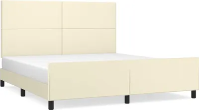 Produktbild von vidaXL Bettgestell mit Kopfteil Creme 180x200 cm Kunstleder