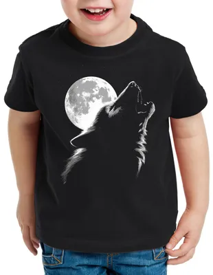 Produktbild von style3 Heulender Wolf bei Vollmond Kinder T-Shirt rudel wald