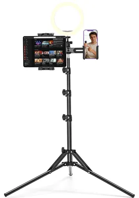 Image de Support tablette 3-en-1, réglable en hauteur 63 pouces, avec support pivotant à 360°