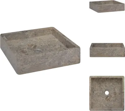 Obrázek produktu pro vidaXL Umyvadlo šedé 40x40x10 cm mramor - Umyvadlo do koupelny