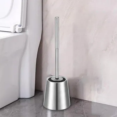 Immagine prodotto di Spazzola per la pulizia del WC in acciaio inossidabile, diametro 12,5 cm, altezza 43 cm, per il bagno, setola in PP