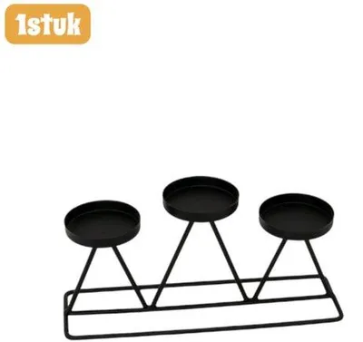 Produktbild von Metallenes Tischleuchter - Dreiarmige Leuchter - Moderne Tischdekoration - Feierlichkeitslicht - Eheringlicht - schwarz