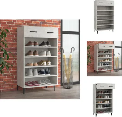 Zdjęcie produktu dla vidaXL Szafka na buty betonowa szara 60x35x105 cm materiał drewnopochodny - Półki i szafki na buty