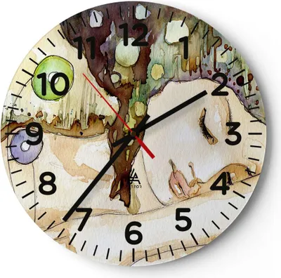 Produktbild von Wanduhr - Rund - Glasuhr - Frau modern - 30x30cm - Schleichendes Uhrwerk - Lautlos - zum Aufhängen bereit - Dekoration Modern - Wanddekoration aus Glas - C4AR30x30-3553