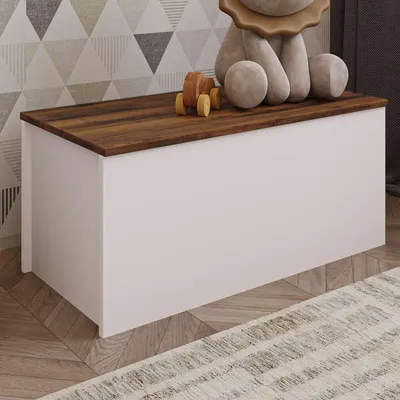 Produktbild von Skye Decor, Florya - White, Rustic Walnut, Brust, Weiß, 100% MELAMINBESCHICHTETE SPANNPLATTE, 90 x 45 x 45,5 cm