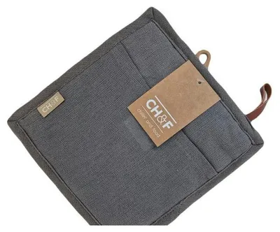 Produktbild von CH&F Topflappen mit Grifftasche 4er Set 20x20 cm – Baumwolle – Bellavarde Graphite