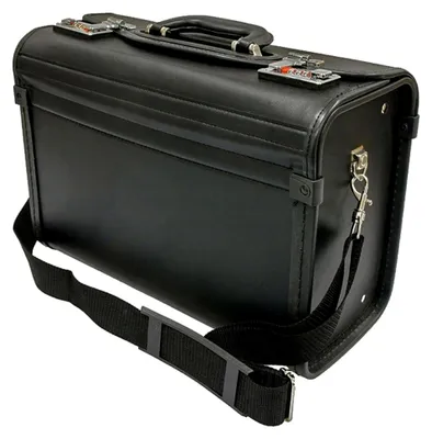 Produktbild von Pilotenkoffer, Schwarz, Handgepäck, 41 cm, 15 Liter, Kunstleder, Wasserfest, Abnehmbare Schulterriemen, Zahlenschloss, Geeignet für Außendienst, Taxi, LKW-Fahrer
