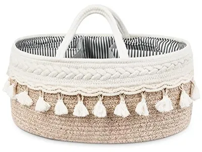 Immagine prodotto di Organizzatore per pannolini - Cesto portaoggetti per bambini - Organizzazione della cameretta del bambino - Con divisori rimovibili - 45 x 27 x 18 cm