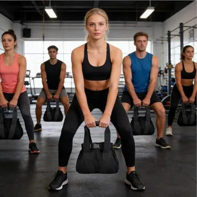 Produktbild von Verstellbare Kettlebell aus Sandsack, 0-16 kg, mit Tragegriff für Frauen und Männer im Heimtraining