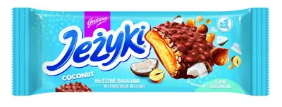 A product package for Goplana Jezyki Coconut cookies.