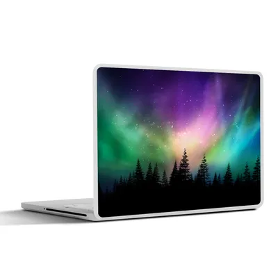 Produktbild von MuchoWow® Laptop Aufkleber Sticker Cover Nordlicht - Sternenhimmel - Wald - Kanada 25x18 cm - Laptop-Deko