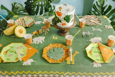 Produktbild von Tischdecke Safari Tiere Tischtuch Tischdeko
