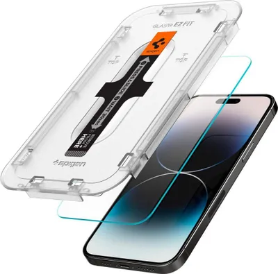 Obrázok produktu pre Spigen Fóliové sklo GLAS.tr EZ Fit iPhone 14 Pro Clear, sada 2 ks, montážna sada