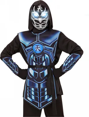 Produktbild von Cyber Ninja Kostüm mit leuchtender Augen Maske Größe: L / 11-13 Jahre