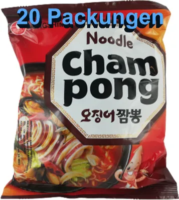 Produktbild von Instant Nudeln Cham Pong Meersefrüchte scharf 20er Pack (20 x 124g)