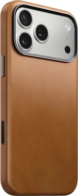 Image de Nomad Traditional cuir coque iPhone 17 Pro Max – Compatible avec MagSafe – Anneau de caméra en aluminium surélevé – Boutons en aluminium anodisé fabriqués à partir de matériaux recyclés