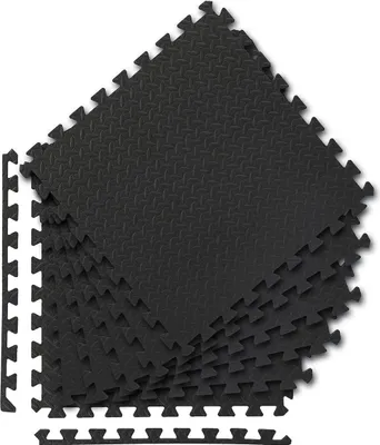Zdjęcie produktu dla Mata Ochronna do ćwiczeń puzzle pianka EVA 6 elementów, fitness, siłownia, czarna