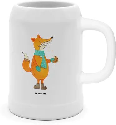 Produktbild von Mr. & Mrs. Panda Krug Fuchs Keks - Weiß - Geschenk, Tonkrug, Bier Seidel, Plätzchen, Weihnachtlich, Humpen, Winter, Kekse, Bierbecher, Weihnachten, Frieren