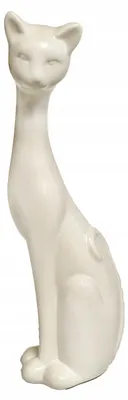 Zdjęcie produktu dla Figurka ceramiczna Kot biały połysk 34 cm