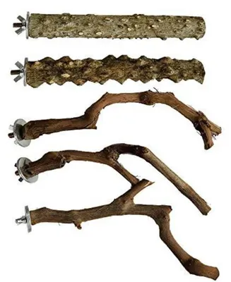 Produktbild von 5 Stück Natur Sitzstangen für Vögel aus Holz, ca. 20-30cm, für Wellensittich & Nymphensittich